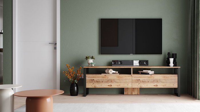 Hanah Home Ml19-A Mueble de TV Pino Atlántico 180x56x35.5cm
